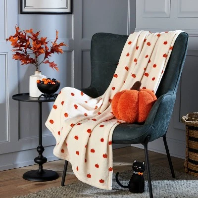 Hyde & EEK! Boutique Pumpkin Embroidered Novelty Halloween Throw Pillow Orange - Hyde & EEK! Boutique™ 1 Hyde & EEK! Boutique Pumpkin Embroidered Novelty Halloween Throw Pillow Orange - Hyde & EEK! Boutique™