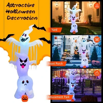 Costway 10 ft Inflatable Halloween Overlap Ghost Giant Decoration w/ Colorful RGB Lights 5 Costway 10 ft Inflatable Halloween Overlap Ghost Giant Decoration w/ Colorful RGB Lights - Image 5