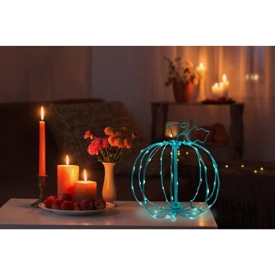 10In Spooky Town 3D Wire Décor Teal Lights Ac/tiny Lites On/off Pumpkin 1 10In Spooky Town 3D Wire Décor Teal Lights Ac/tiny Lites On/off Pumpkin