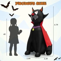 Tangkula 4.7FT Tall Halloween Inflatable Decoration Blow Up Vampire Black Cat with Crimson Cape Halloween Decor with Bright LED Lights -HYDE & EEK BOUTIQUE Store GUEST e864356f 341b 40b1 8e81 8291ec41fcea