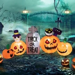 Tangkula 8 FT Long Halloween Inflatable Pumpkins Blow up Yard Decoration w/Pumpkins Tombstone Black Cat Lighted Halloween Outdoor Pumpkin -HYDE & EEK BOUTIQUE Store GUEST eb0235a4 a15f 4ca8 9c34 15f458909105