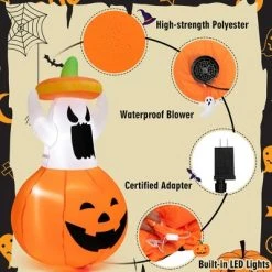 Costway 4FT Halloween Inflatable Decoration Blow-up Ghost w/Hat & Pumpkin Lantern 10 Costway 4FT Halloween Inflatable Decoration Blow-up Ghost w/Hat & Pumpkin Lantern -HYDE & EEK BOUTIQUE Store GUEST ee42ff18 30fa 45f0 b22d 5b90d7a26b70