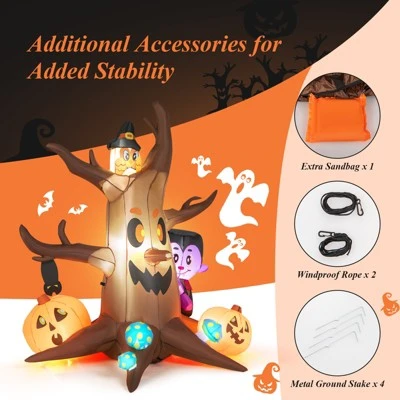 Tangkula 6 FT Tall Halloween Inflatable Decoration Outdoor Blow Up Dead Tree with Vampire Owl Bat Pumpkin Bright LED & RGB Lights 7 Tangkula 6 FT Tall Halloween Inflatable Decoration Outdoor Blow Up Dead Tree with Vampire Owl Bat Pumpkin Bright LED & RGB Lights - Image 7