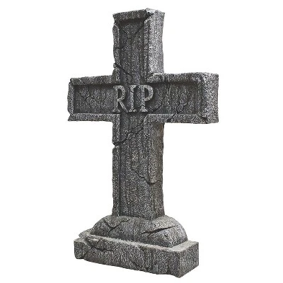Seasonal Visions Tombstone RIP Cross Halloween Decoration - 25 in x 16 in - Gray 1 Seasonal Visions Tombstone RIP Cross Halloween Decoration - 25 in x 16 in - Gray