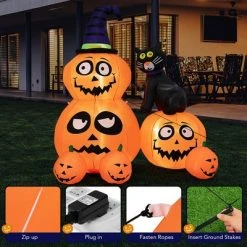 Costway 6 FT Inflatable Pumpkin Combo with Wizard’s Hat & Cat with Built-in LED Light -HYDE & EEK BOUTIQUE Store GUEST f47e354c 7e18 44e1 9071 cbc013b95004
