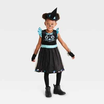 Toddler Pom Pom Cat Witch Halloween Costume Dress with Accessories - Hyde & EEK! Boutique™ 3 Toddler Pom Pom Cat Witch Halloween Costume Dress with Accessories - Hyde & EEK! Boutique™ - Image 3