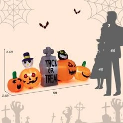 Tangkula 8 FT Long Halloween Inflatable Pumpkins Blow up Yard Decoration w/Pumpkins Tombstone Black Cat Lighted Halloween Outdoor Pumpkin -HYDE & EEK BOUTIQUE Store GUEST fa0c0e4b b38b 432e 8557 9bbe91275ee1