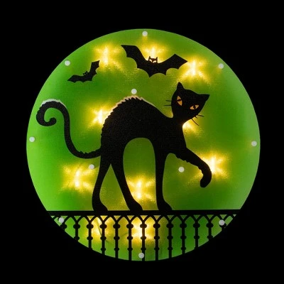 Northlight 13.75" Lighted Black Cat Halloween Window Silhouette Decoration 2 Northlight 13.75" Lighted Black Cat Halloween Window Silhouette Decoration - Image 2