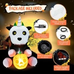 Tangkula 5FT Tall Halloween Inflatable Decoration Inflatable Skeleton Unicorn with Pumpkin Lantern Built-in LED Lights & Waterproof Air Blower -HYDE & EEK BOUTIQUE Store GUEST fd20e2da 983d 4ec9 bb62 79bdf75ea952