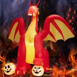Tangkula 9FT Giant Inflatable Dragon Halloween Inflatable Dragon Decoration w/ 2 Pumpkins Wings Built-in LED Lights & Powerful Blower 12 Tangkula 9FT Giant Inflatable Dragon Halloween Inflatable Dragon Decoration w/ 2 Pumpkins Wings Built-in LED Lights & Powerful Blower -HYDE & EEK BOUTIQUE Store GUEST fe2dbaf7 789c 4a95 8e8a bd5de38a92e5