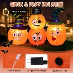 Costway 5 FT Long Halloween Inflatable Decoration 4 Pumpkin Lanterns Combo with Pirate -HYDE & EEK BOUTIQUE Store GUEST fe7ecae4 abb6 418c 979f 9b0a77399739